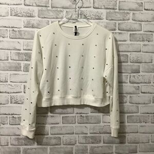K Too Studded Ivory crew neck cropped sweatshirt Size M (672)